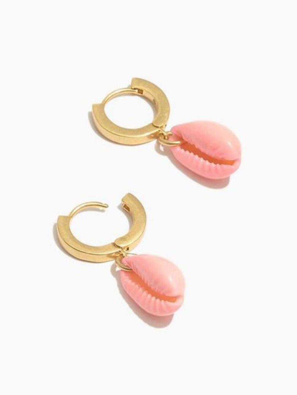 Madewell Painted Cowrie Shell Huggie Hoop Earrings